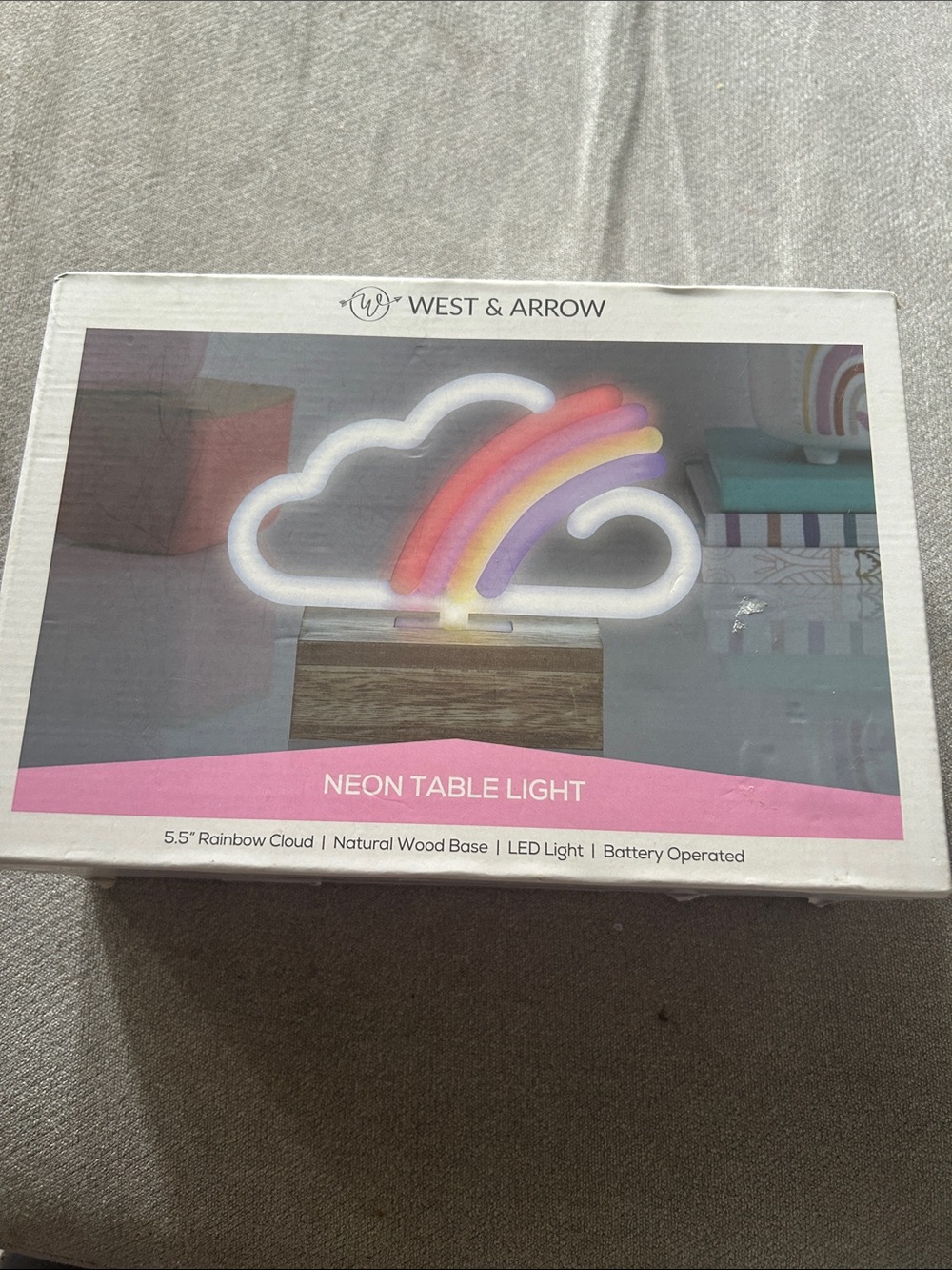 Rainbow Cloud Neon Table Light - White Cloud with Multicolor Rainbow